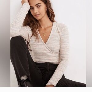 Madewell Space-Dye Faux-Wrap Top